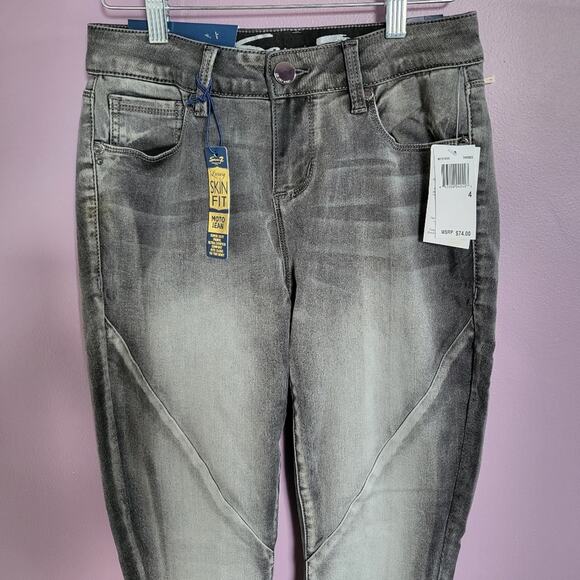 NWT Seven7 Washed Gray Mid Rise Luxury Skin Fit Legging Moto Skinny Jeans - Picture 2 of 16